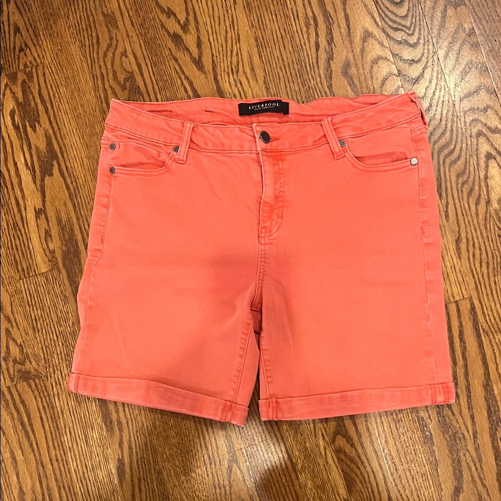 Liverpool Jeans Company Vibrant Orange Jean Shorts
